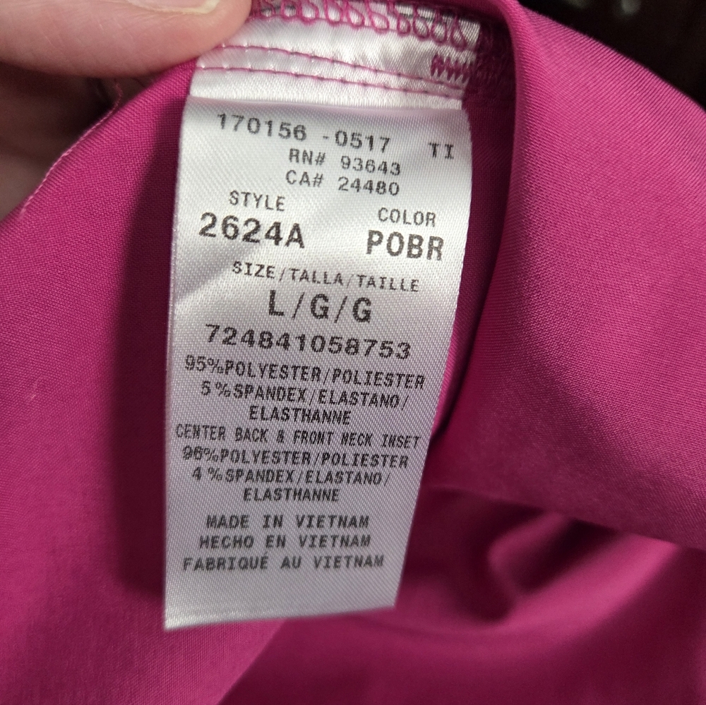 Cherokee Infinity Women's Medical Scrub Top in Bright Pink/Magenta - Picture 11 of 12
